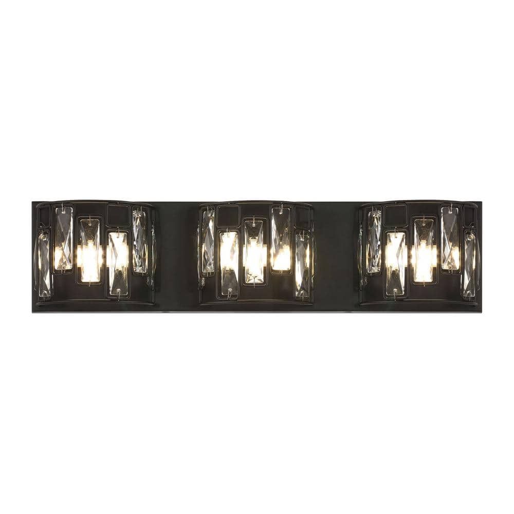 Minka Lavery 22 in. 3Light Matte Black LED Vanity Light with Clear