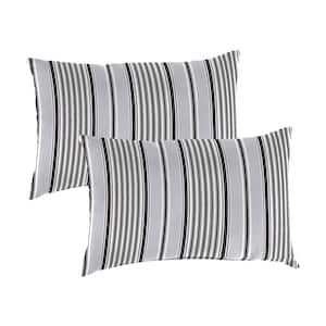 20 in. L x 14 in. W x 6 in. T Rectangular Outdoor Lumbar Throw Pillow in Worth Black and Grey (2-Pack)
