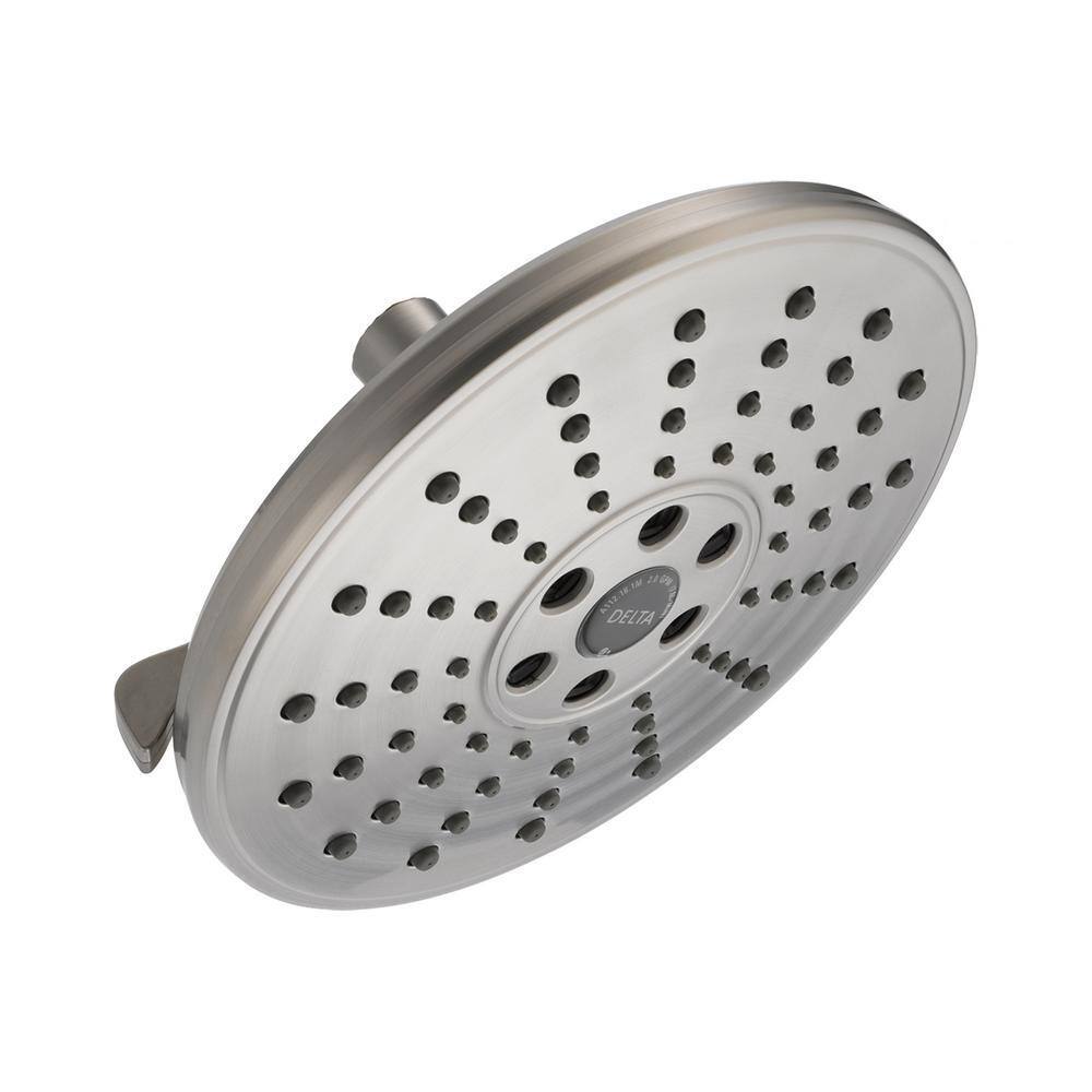 3-Spray Patterns 7.7 in. Single Wall Mount Fixed Shower Head in SpotShield Brushed Nickel