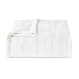 Open Stripe 1-Piece White Cotton King Blanket