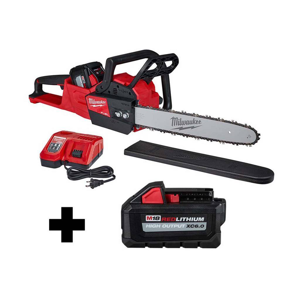 Milwaukee M18 FUEL 16 in. 18-Volt Lithium-Ion Brushless Battery Chainsaw Kit with M18 High Output 6.0 Ah Battery -  2727-21HD-65
