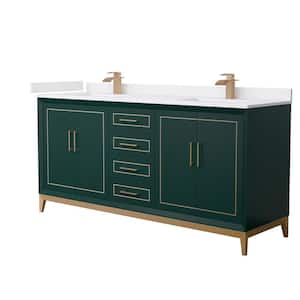 Marlena 72 in. W x 22 in. D x 35.25 in. H Double Bath Vanity in Green with White Cultured Marble Top