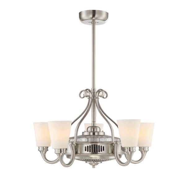 Borea 32 in. W x 19.5 in. H 5-Light Incandescent Indoor Satin Nickel Fan D'Lier Ceiling Fan