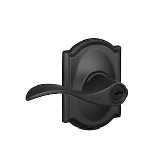 Accent Matte Black Entry Keyed Door Handle with Camelot Trim