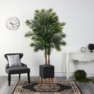70 in. Artificial Areca Palm Tree in Black Planter with Stand