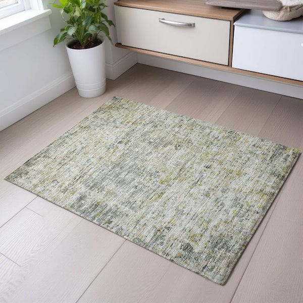 Mayfield Premium Machine Washable Abstract AMF1128 Sage 2 ft. x 3 ft. Area Rug