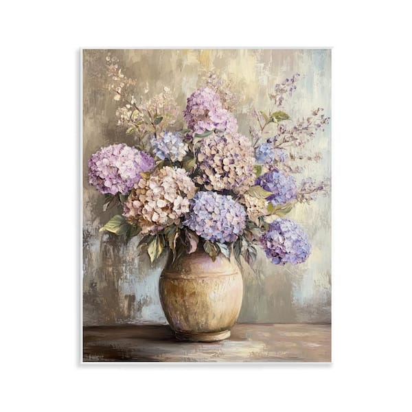 Stupell Industries Purple Hydrangea Pottery by Petal Prints Design Unframed Nature Graphic Art Print 14 in. x 11 in.