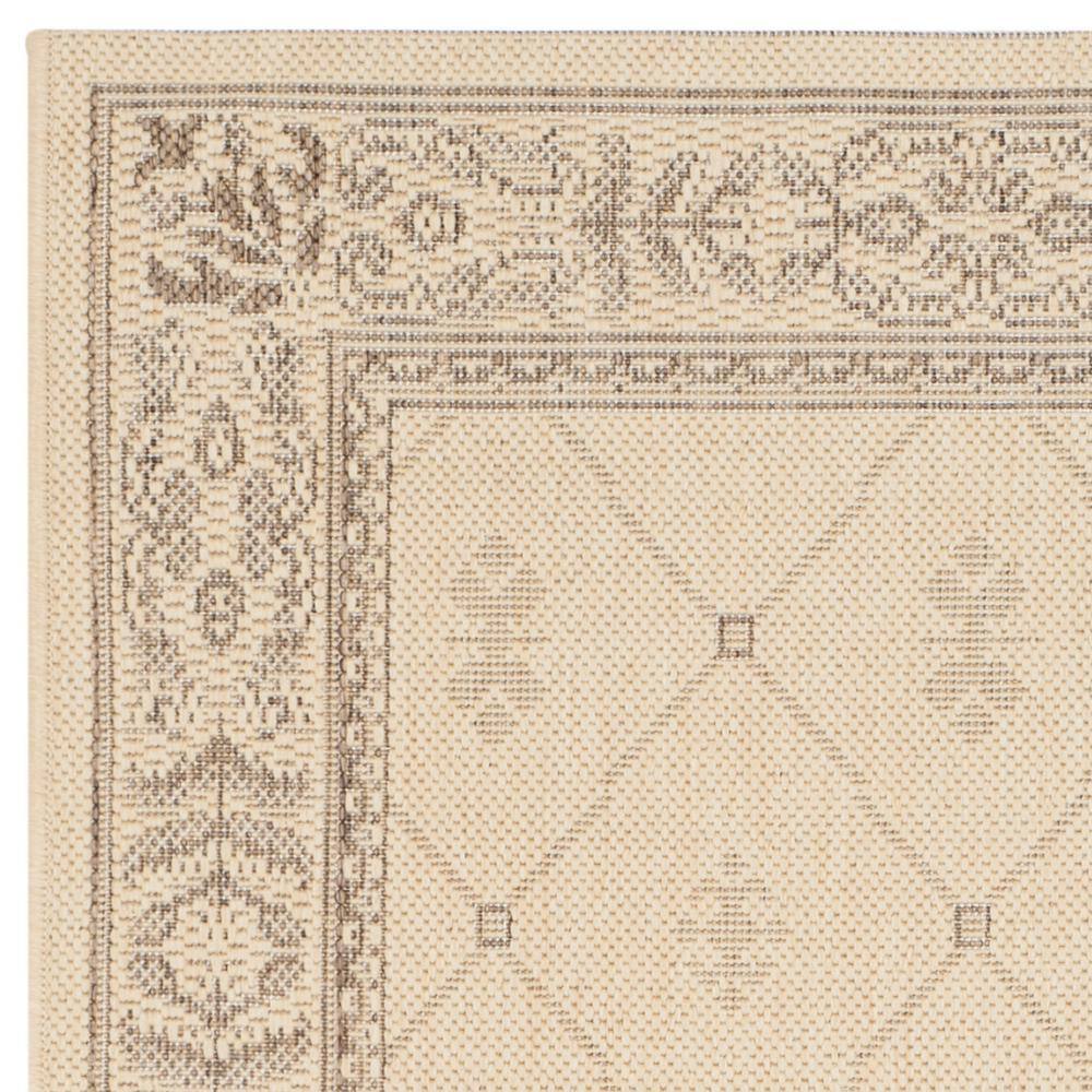 Natural Beige Synthetic Outdoor Area Rug with Floral Motif