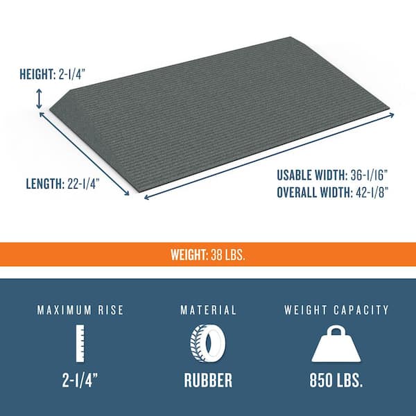 EZ-ACCESS TRANSITIONS Angled Entry Mat, Grey, 2.25 in. TAEMGRY01
