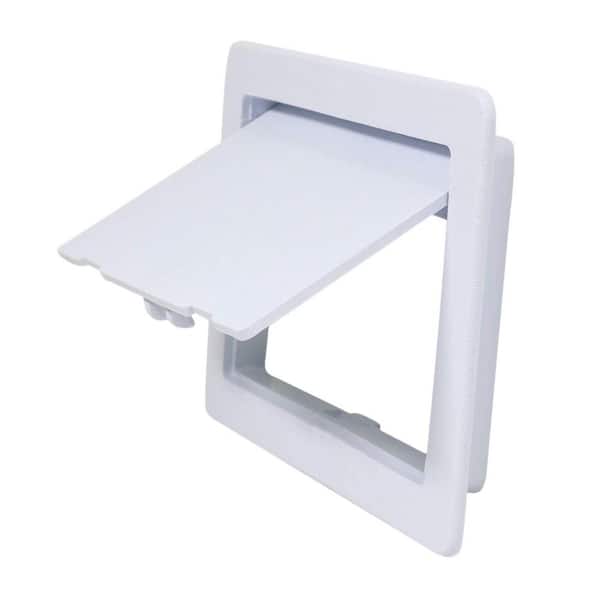 The Plumber's Choice 4 in. x 6 in. Plastic Access Panel for Drywall Ceiling Reinforced Plumbing Wall Access Door Removable Hinged in White
