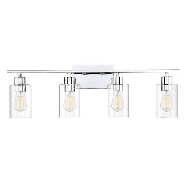 Lambert 30.88 in. W x 9.75 in. H 4-Light Polished Chrome Bathroom Vanity Light with Clear Glass Shades