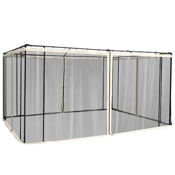 Outsunny Replacement Mesh Mosquito Netting Screen Walls for 10 ft. x 12 ft. Patio Gazebo, 4-Panel Sidewalls with Zippers