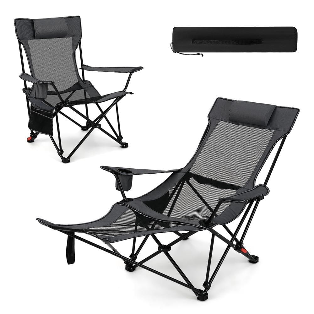HONEY JOY Reclining Camping Chair 2 in 1 Lying Chair w/Removable