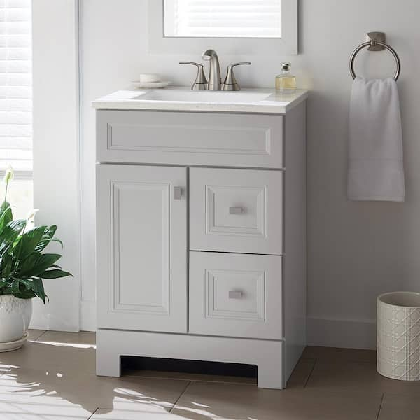 Home Decorators Collection Sedgewood 24 1 2 In Configurable Bath Vanity In Dove Gray With Solid Surface Top In Arctic With White Sink Pplnkdvr24d The Home Depot