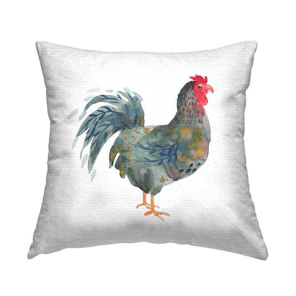 Stupell Industries Modern Patterned Rooster Multi-Color Square Outdoor Throw Pillow
