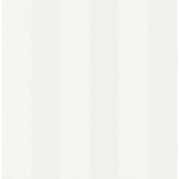 A-Street Prints Intrepid White Faux Grasscloth Stripe White Wallpaper Sample
