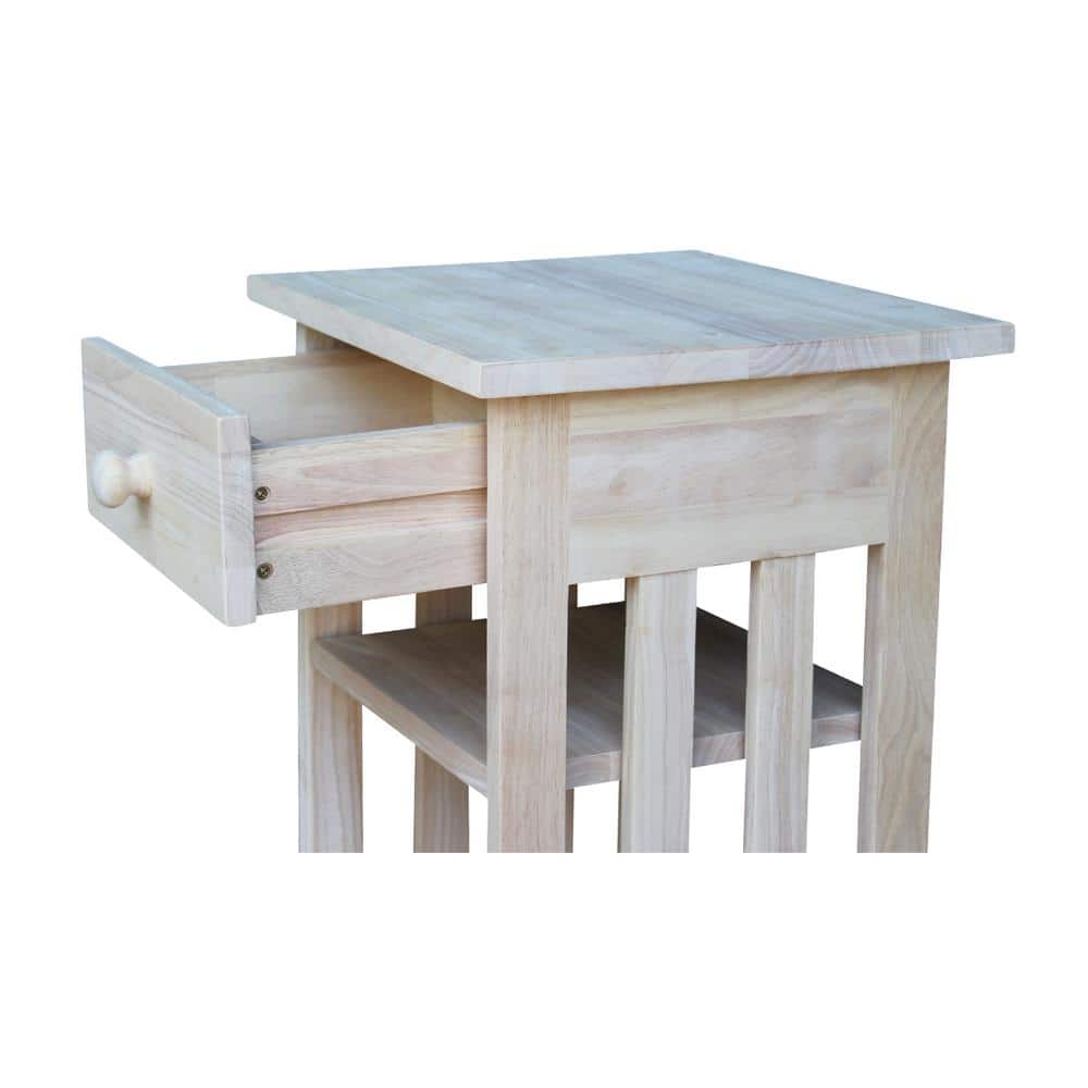 Unfinished Parawood Mission Telephone Stand with Storage