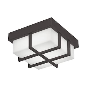 August 8.11 in. 1-light Black Outdoor Integrated LED Flush Mount Ceiling Light (1-Pack)