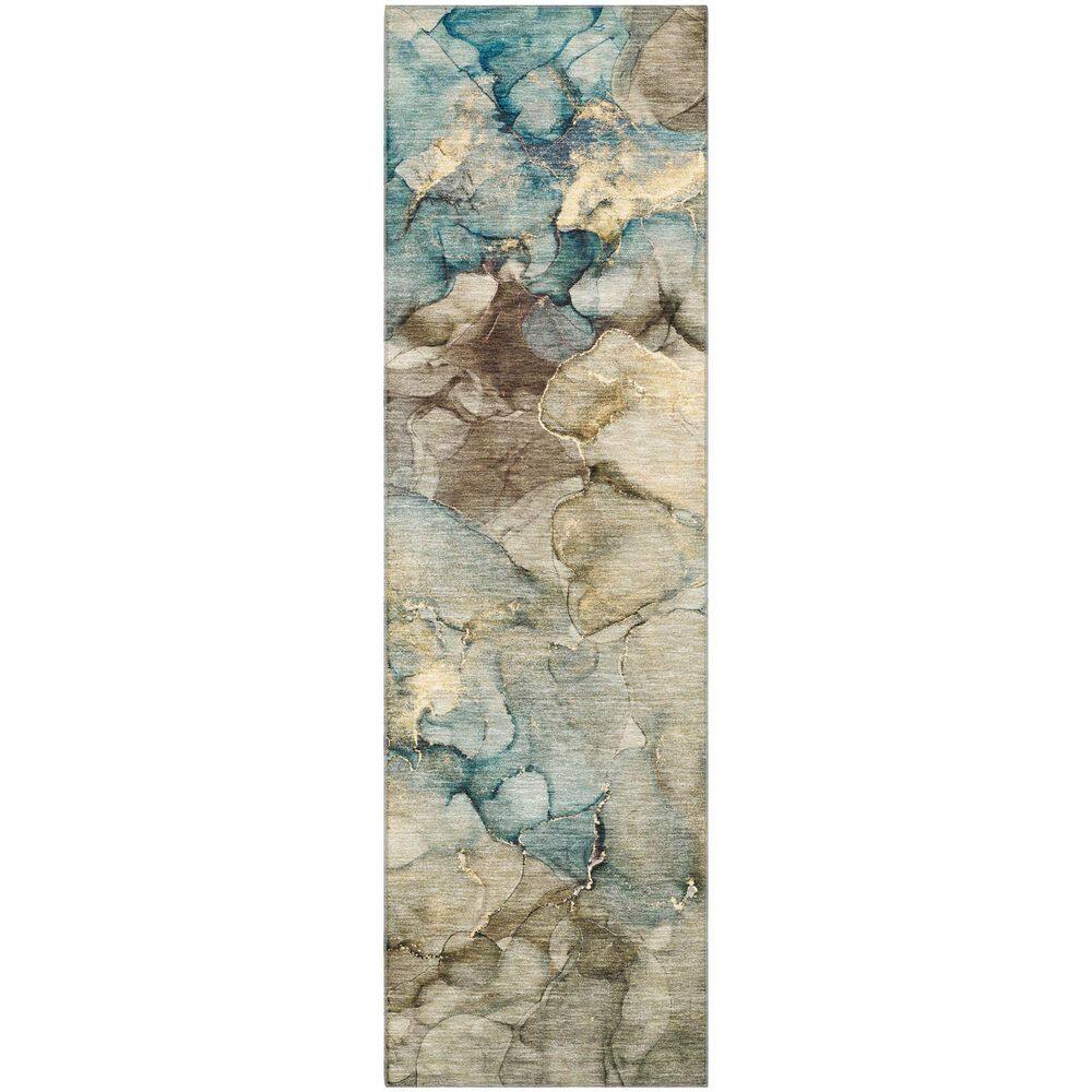 Mayfield Premium Machine Washable Abstract AMF2018 Brown 2 ft. x 7 ft. Runner Rug price history on PriceWatchPro
