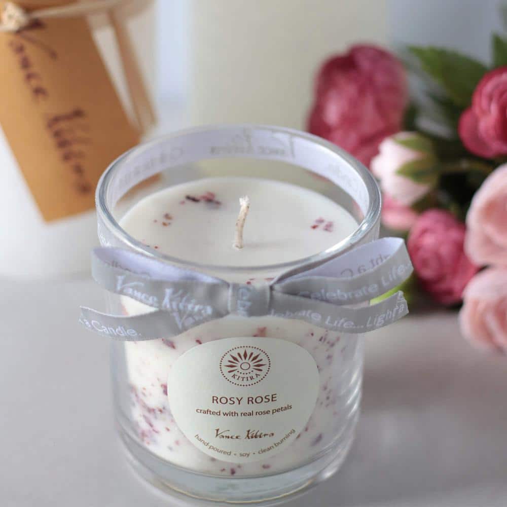 Rosy Rose Scented Soy Wax Jar Candle with Wood Lid