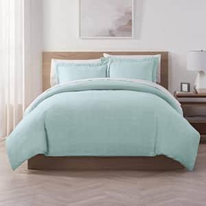 Supersoft 3-Piece Pale Green Solid Polyester Full/Queen Cooling Duvet Set