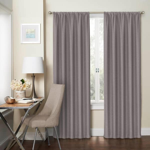 Eclipse Blackout Wallace 63 in. L Silver Rod Pocket Curtain (1-Pack)