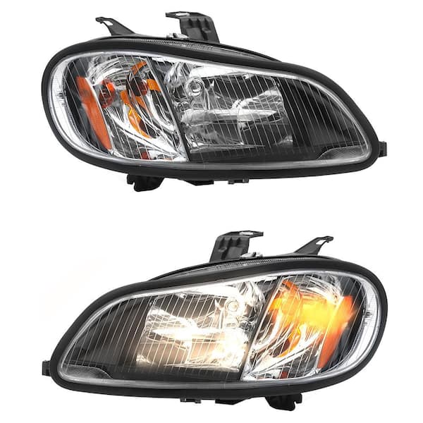 Headlight Assembly Compatible with Freightliner M2 2004-2013 Black Pair
