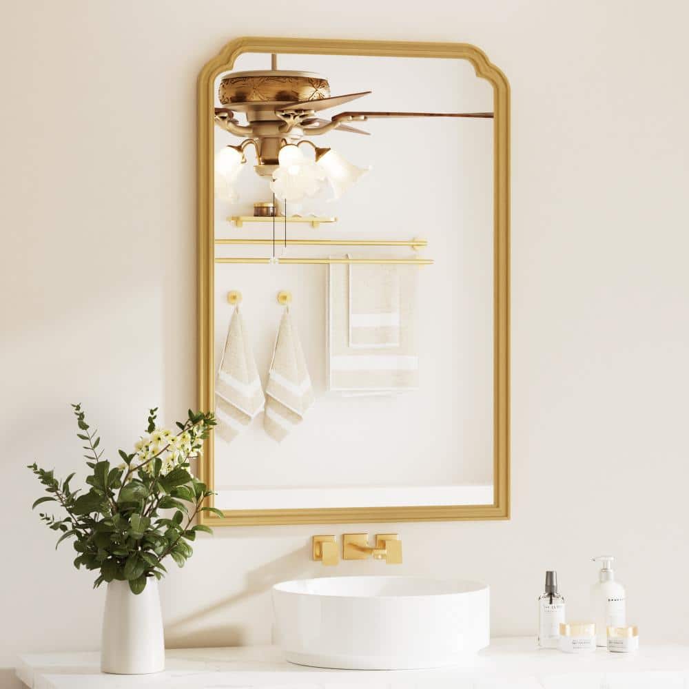 "24"" W x 36"" H Arched Wood Framed Bathroom Mirror for Over Sink, for Living Room/Bedroom/Entryway in Natural Finish" price history on PriceWatchPro