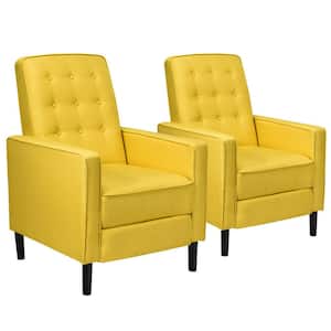 27.5 in. W Yellow Push Back Recliner Chair Fabric Tufted Single Sofa with Footrest (Set of 2)