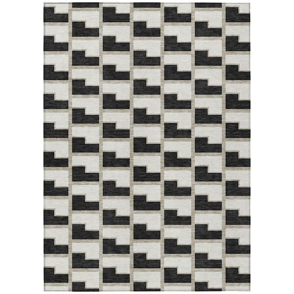 Chantille Machine Washable Indoor/Outdoor Abstract ACN2416 Black 10 ft. x 14 ft. Area Rug