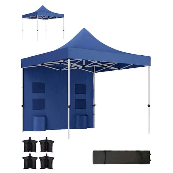 Outsunny 10 ft. x 10 ft. Pop Up Canopy Tent with Sidewall, UPF50+ Instant Sun Shelter with Storage Pockets