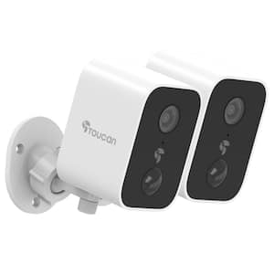 Scout Wireless Outdoor Smart Battery Operated Security Camera Wi-Fi Night Vision 2-Way Talk Live View - White - (2-Pack)