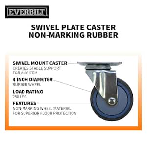 4 in. Gray Rubber Like TPR and Steel Swivel Plate Caster with 250 lb. Load Rating