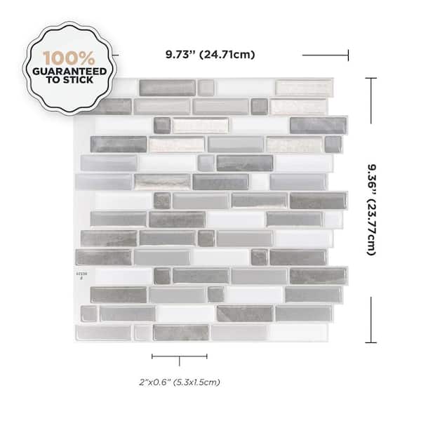 Crescendo Agati Gray 9.73 in. x 9.36 in. Vinyl Peel and Stick Tile (2.30 sq. ft./ 4-pack)