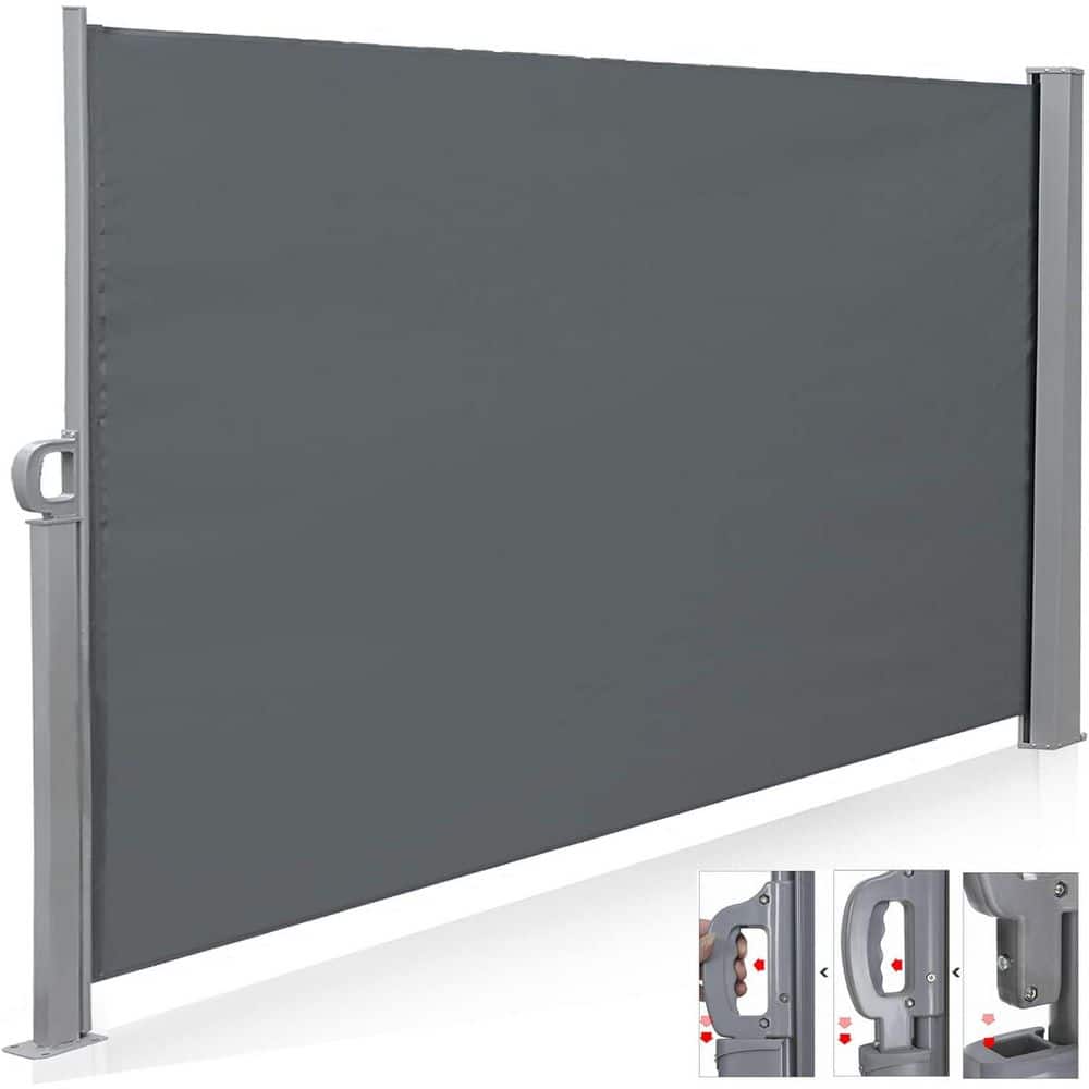 118 in. x 63 in. Rectangle Retractable Side Screen Awning, UV Resistant Patio Privacy Screen for Garden, Dark Grey price history on PriceWatchPro