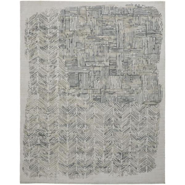 2 ft. x 8 ft. Blue, Ivory Abstract Area Rug