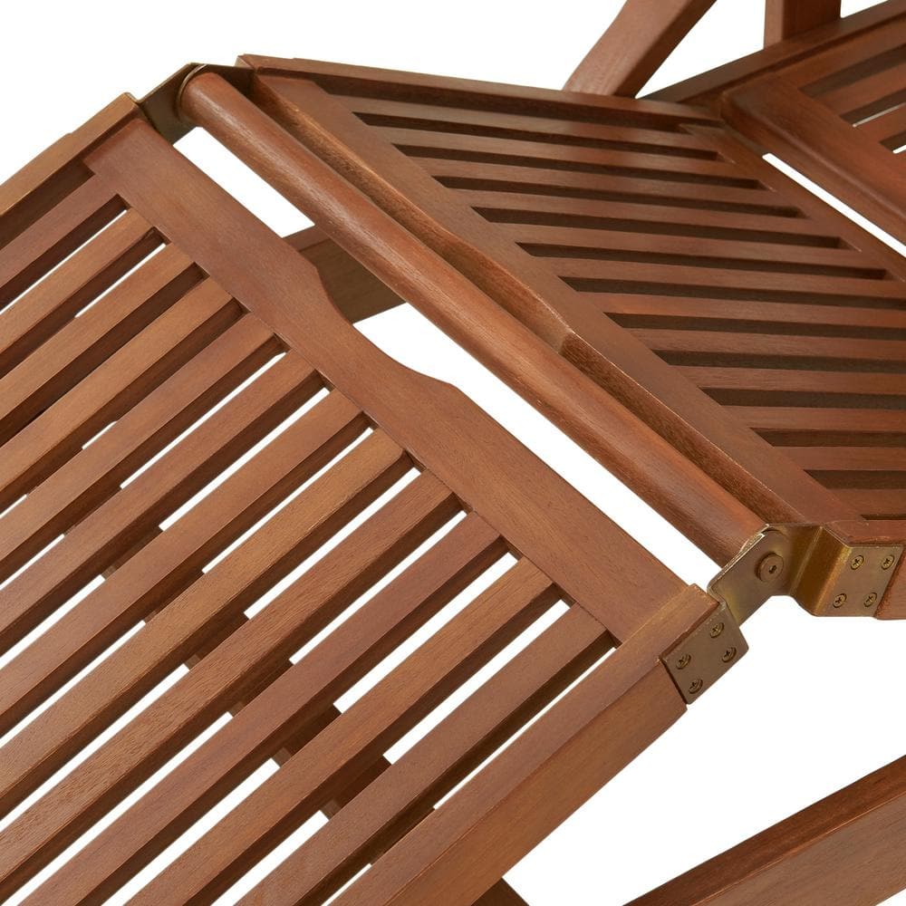 Caspian Adjustable Eucalyptus Wood Outdoor Chaise Lounge with Wheels