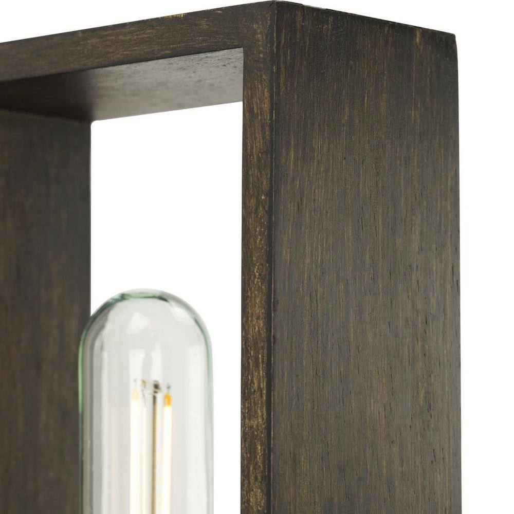 Matte Black Natural Wood Rectangle Wall Sconce