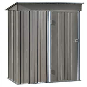 5 ft. W x 3 ft. D Gray Metal Lean-To Storage Shed with Lockable Door for Backyard, Lawn, Garden, Patio, 15 sq. ft.