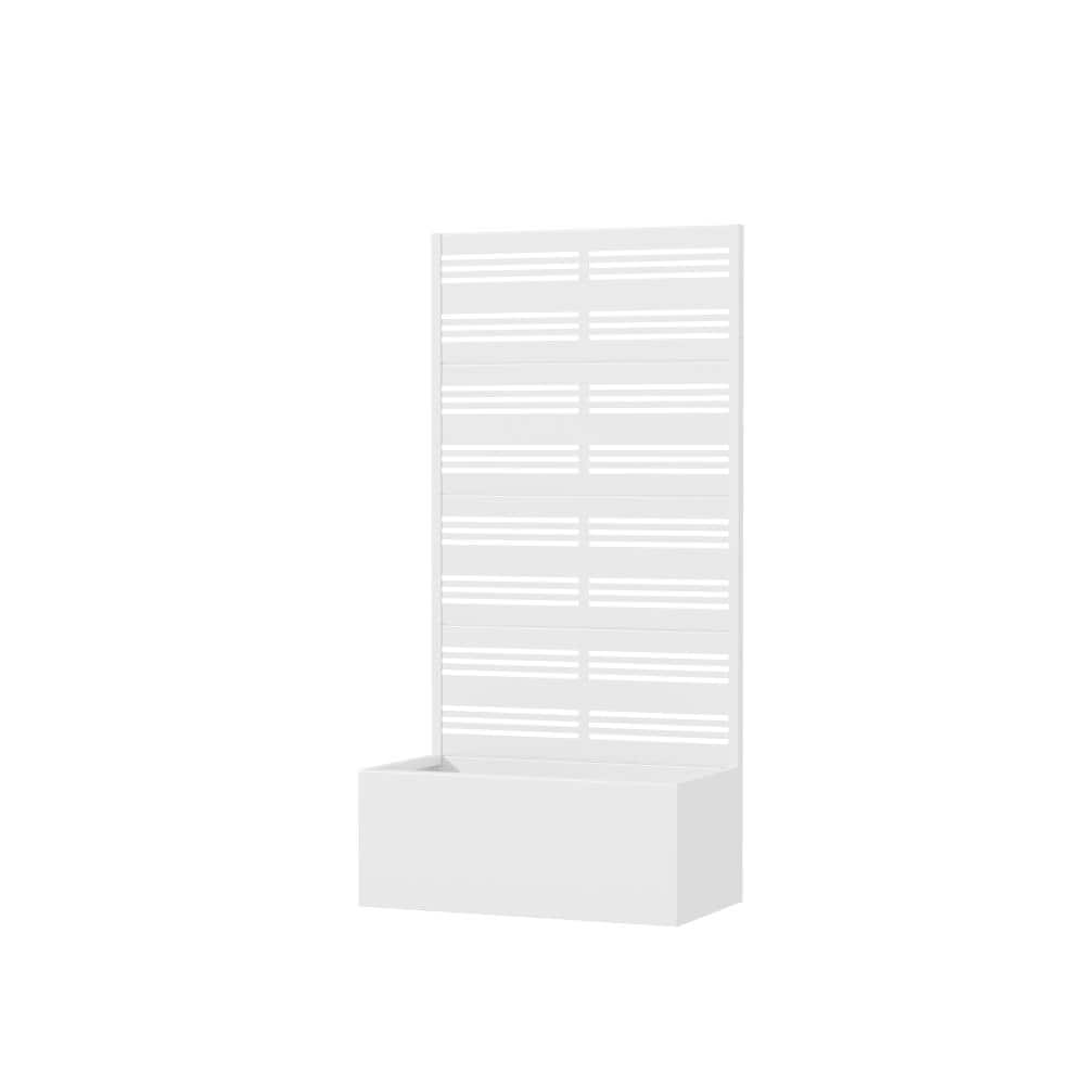 59 in. H x 30 in. W White Outdoor Metal Raised Garden Bed Planter Box with Trellis for Climbing Plants price history on PriceWatchPro