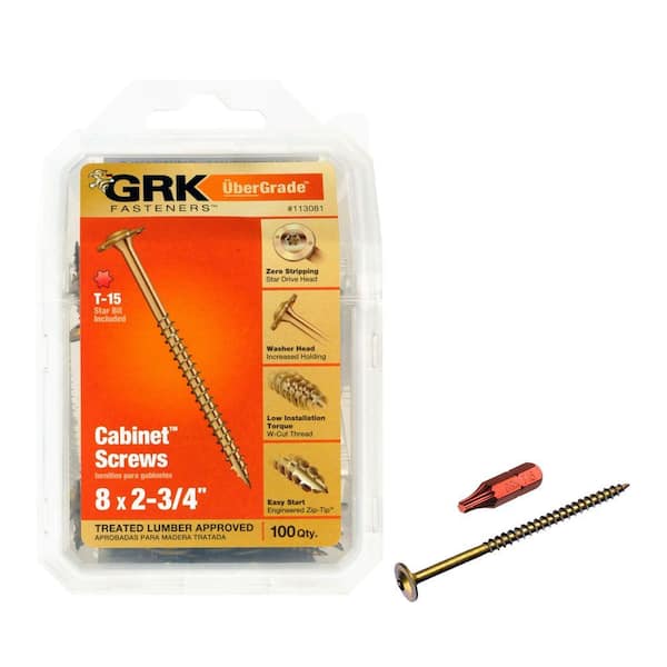 GRK Fasteners #8 x 2-3/4 in. Star Drive Low Profile Washer Head Cabinet Screw (100-Piece per Pack)