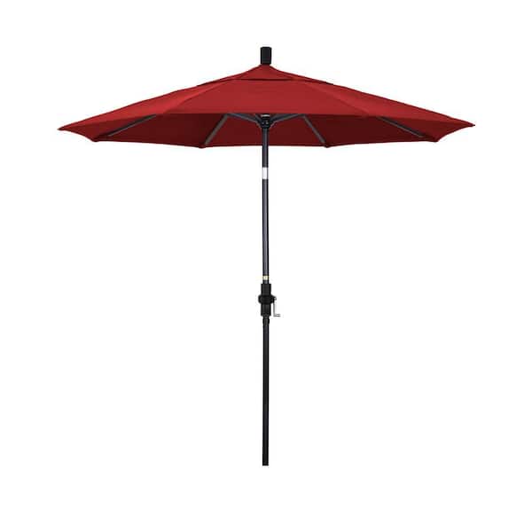 7.5 ft. Black Aluminum Market Patio Umbrella with Collar Tilt Crank Lift in Red Pacifica
