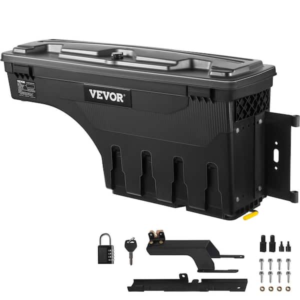 VEVOR 28 in. Black ABS Truck Bed Storage Box 6.6 Gal. Passenger Side Truck Tool Box with Password Padlock for Super Duty 17-23