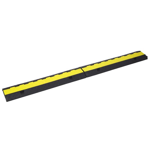 9-Foot Speed Bump Cable Protector – HDPE Yellow Cable Guard With Anchor Spikes (2-Pack, 18ft Total) - View #6