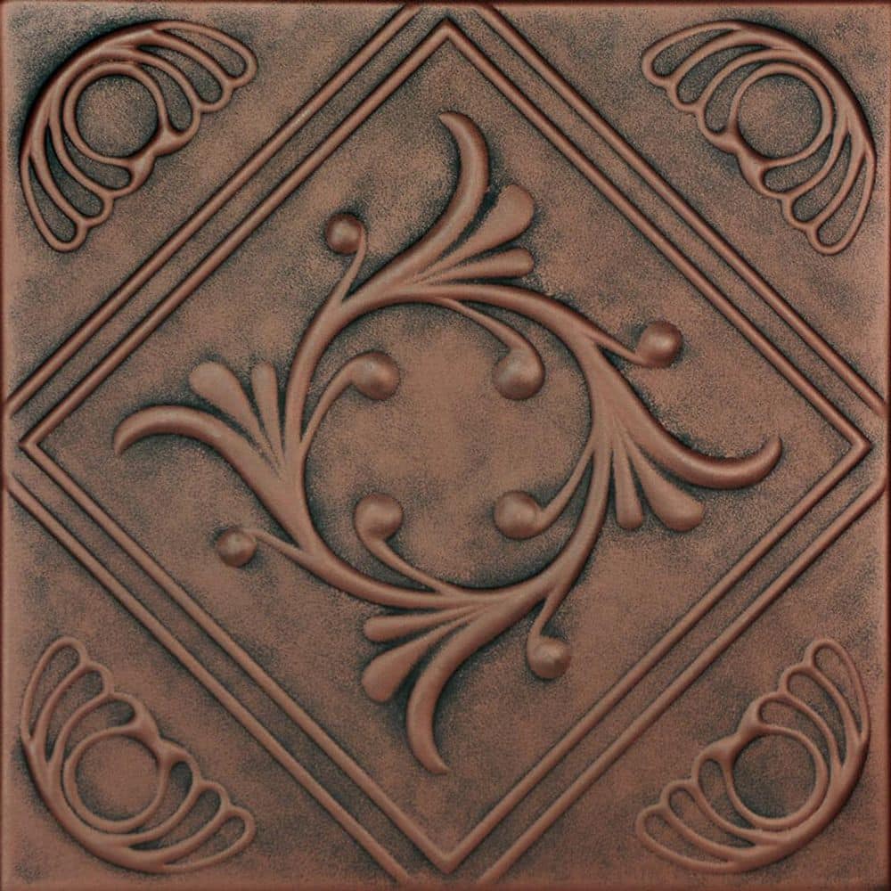 Diamond Wreath Antique Copper Orange 1.6 ft. x 1.6 ft. Decorative Foam Glue Up Ceiling Tile (21.6 sq. ft. /case) price history on PriceWatchPro