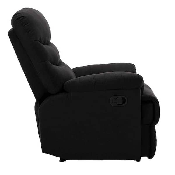 FC Design Black Linen Manual Recliner with Overstuffed Cushions