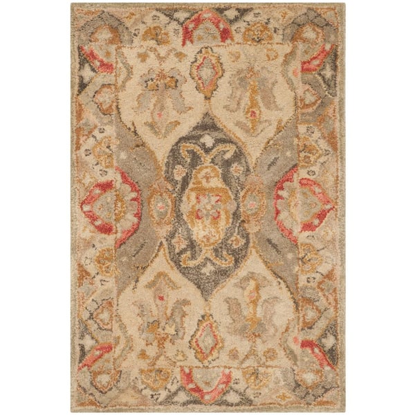 Antiquity Beige/Multi Doormat 2 ft. x 3 ft. Geometric Floral Border Area Rug