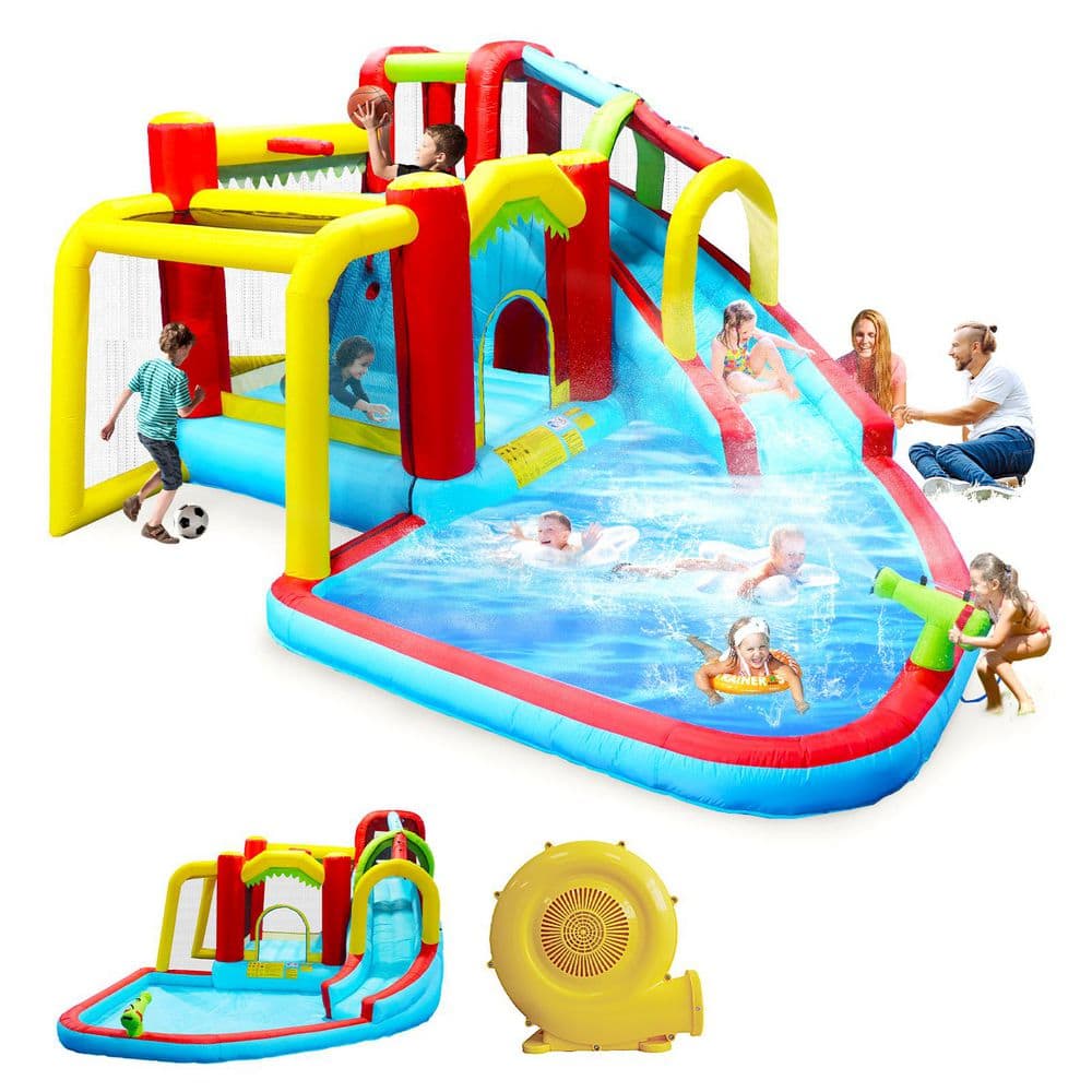 Bounce House Inflatable Slide Water Park Bouncing House With Splash Pool, Water Gun, Climbing Wall, Basketball, Football price history on PriceWatchPro