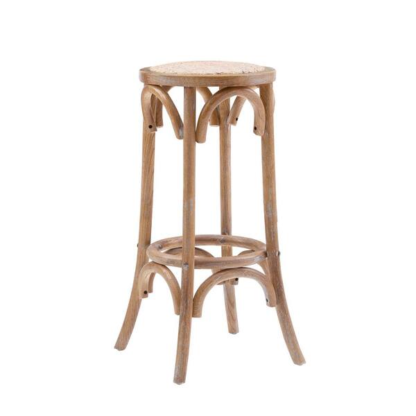 Linon Home Decor Bradford 30 in. Rattan Seat Natural Wood Backless ...