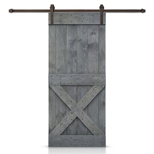 Mini X 22 in. x 84 in. Gray Stained DIY Wood Interior Sliding Barn Door with Hardware Kit